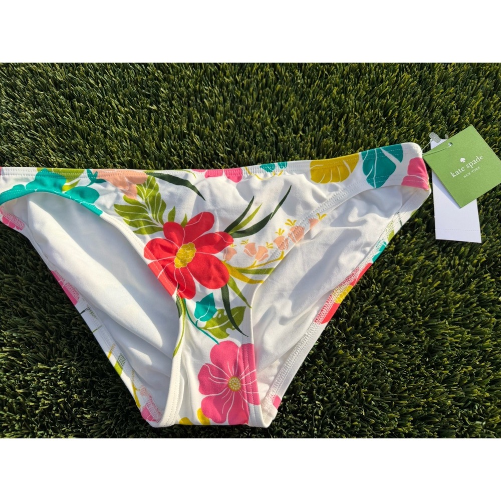Kate Spade New York Cazimi Swim Bottom White Tropical Pink Floral Medium 🏖️